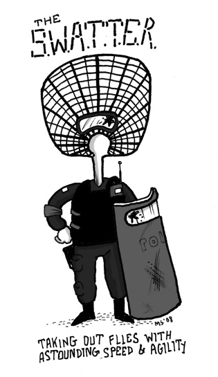 Taking out flies with astounding speed and agility. The Swatter